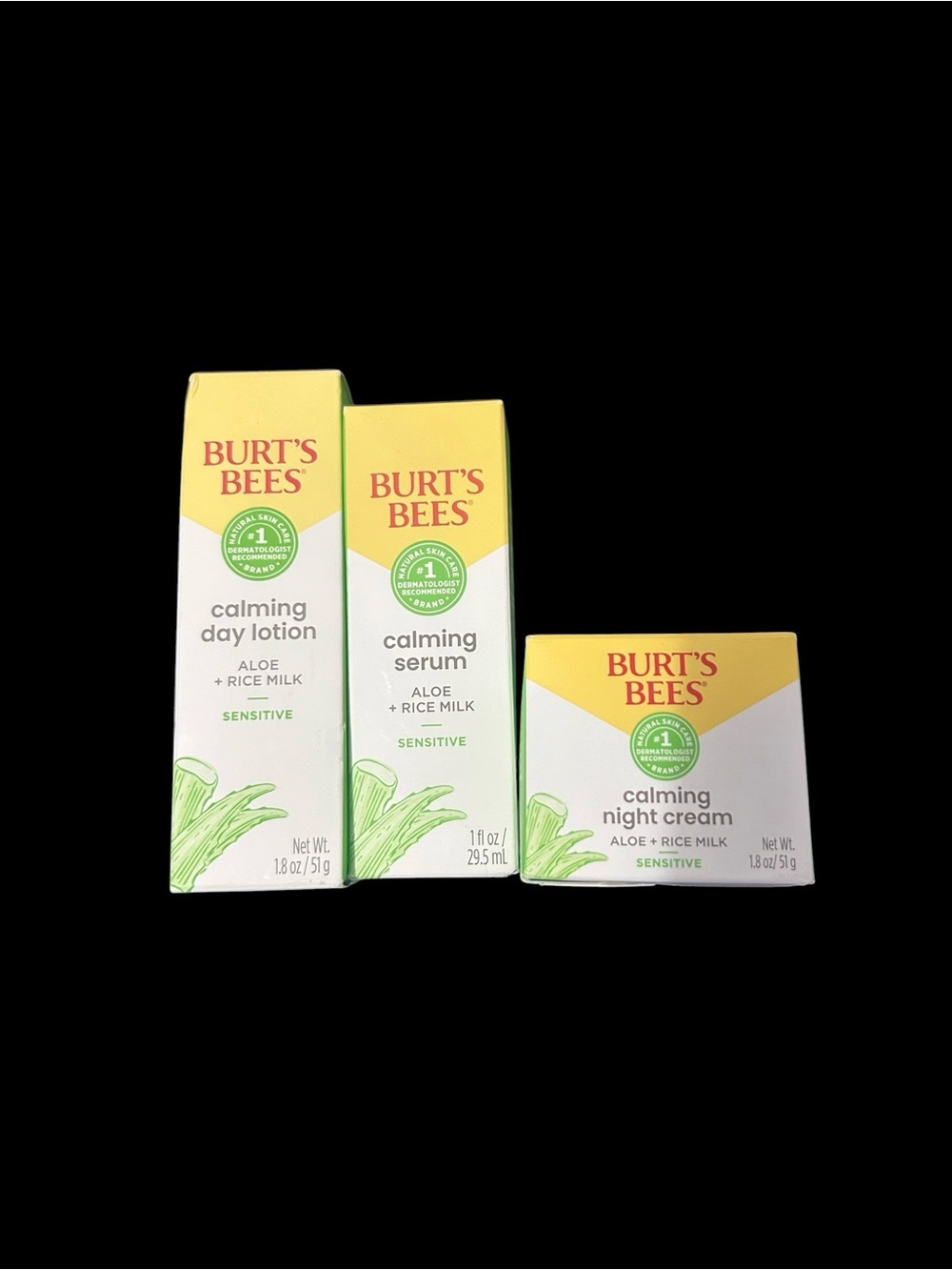 Burt's Bees Calming Skincare Set — lotion, serum and night cream NWT